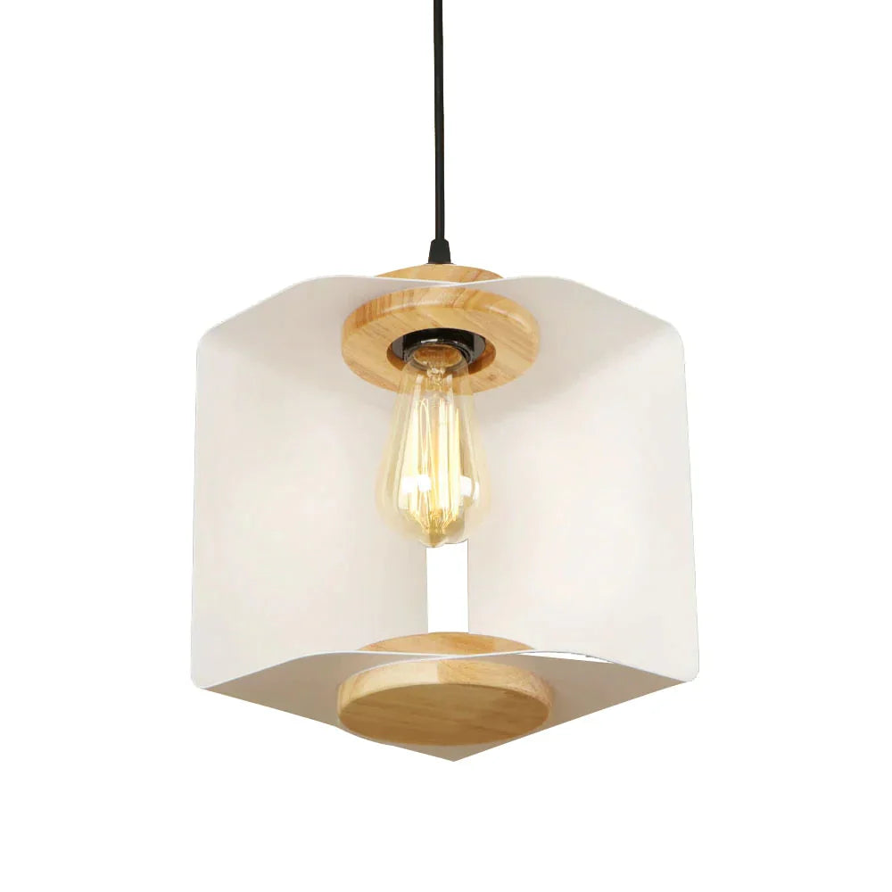 Country Retro Square Iron Pendant Light Led E27 Modern Industrial Hanging Lamp With 4 Colors For