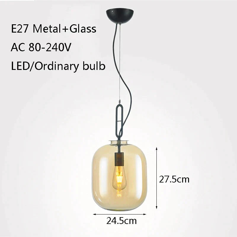 Nordic Modern Creative Glass Melon Single - Head Pendant Lights For Living Room Dining Bedroom