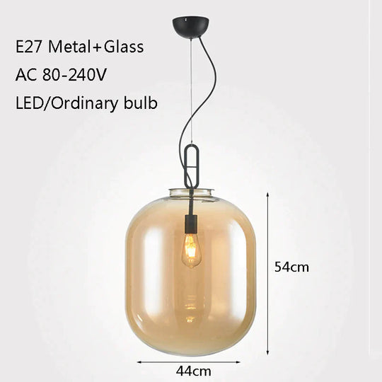 Nordic Modern Creative Glass Melon Single - Head Pendant Lights For Living Room Dining Bedroom