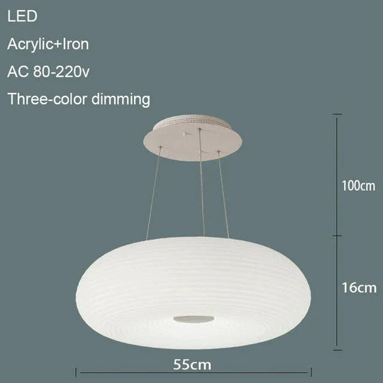 Nordic Pendant Lamp Round Simple Modern Led Acrylic Three - Color Dimming Lamps Living Room Hotel