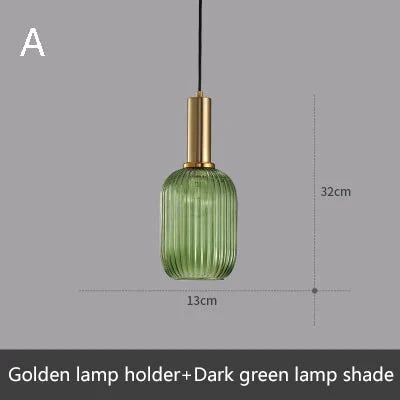 Novelty Stripe Glass Hanging Lights E27 Led 6 Color Lamp Holder Pendant For Kitchen Living Room