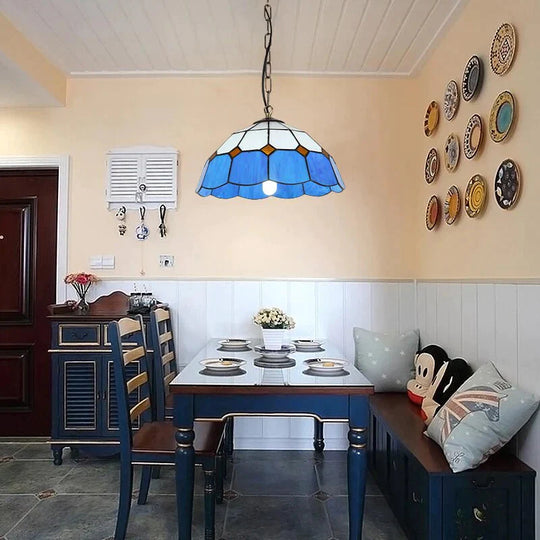 Pastoral Loft Modern Blue Glass Pendant Light Led E27 Art Deco Vintage Hanging Lamp For Living Room