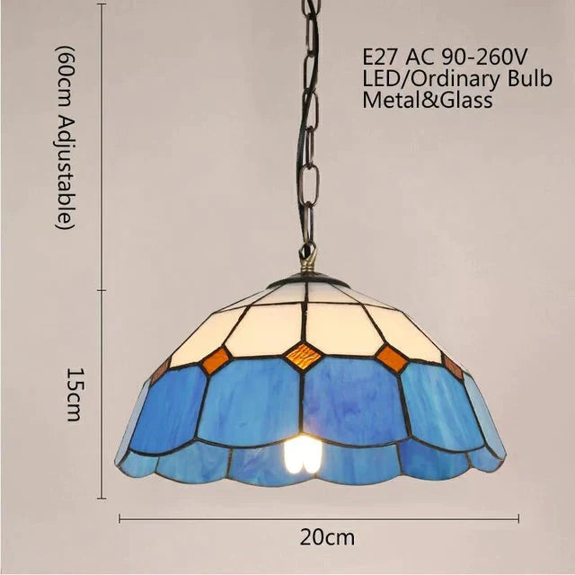 Pastoral Loft Modern Blue Glass Pendant Light Led E27 Art Deco Vintage Hanging Lamp For Living Room