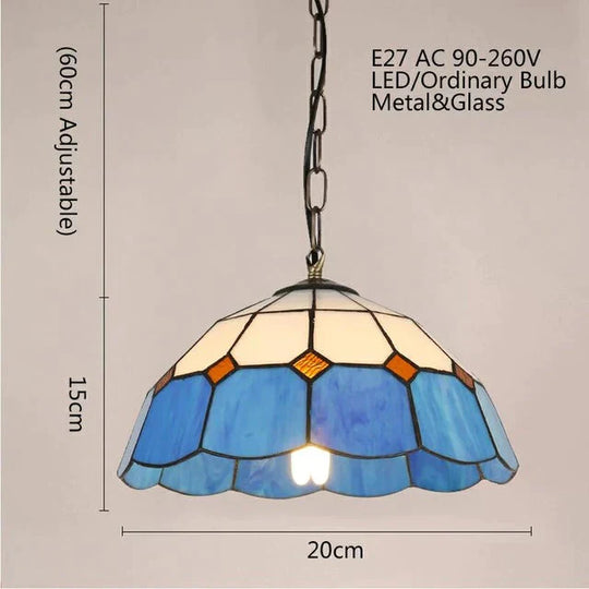 Pastoral Loft Modern Blue Glass Pendant Light Led E27 Art Deco Vintage Hanging Lamp For Living Room