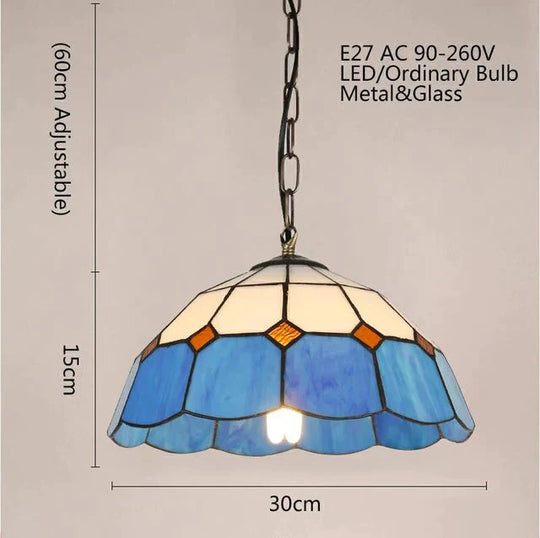 Pastoral Loft Modern Blue Glass Pendant Light Led E27 Art Deco Vintage Hanging Lamp For Living Room