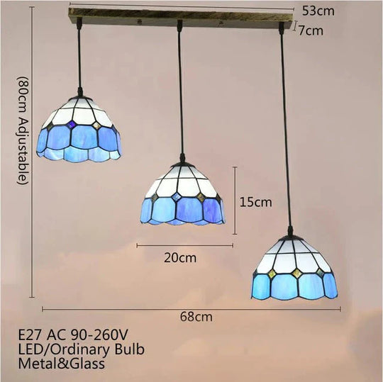 Pastoral Loft Modern Blue Glass Pendant Light Led E27 Art Deco Vintage Hanging Lamp For Living Room