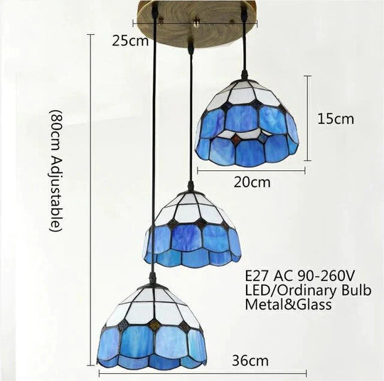 Pastoral Loft Modern Blue Glass Pendant Light Led E27 Art Deco Vintage Hanging Lamp For Living Room
