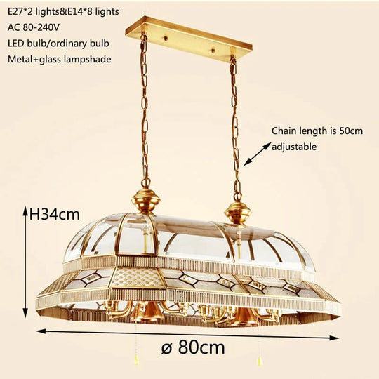 Europe Palace Baroque Style Big Vintage Copper Pendant Lights Hanging Lamp Loft Led E14 E27 For