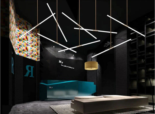 Post Modern Long Tube Branch Led Pendant Light Loft Hanging Lamp Office Bar Track Restaurant