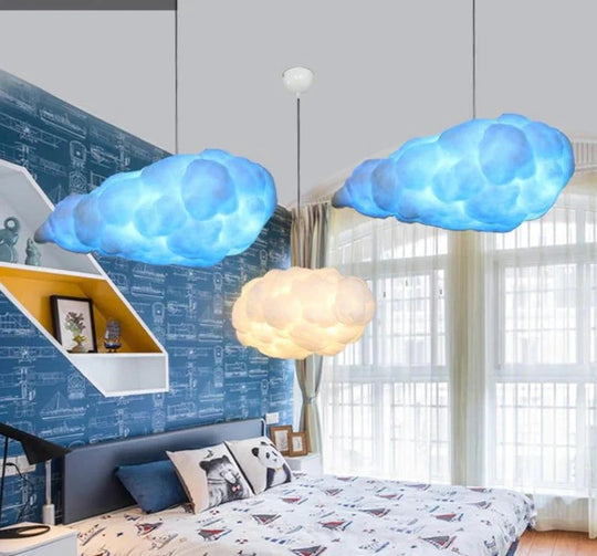 Creative White Cloud Pendant Lamp Silk Cotton E27 Led Stairwell Lights For Coffee Shop Children Kids