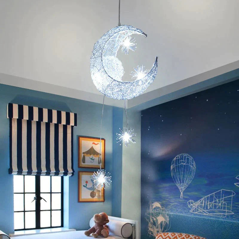 Ceiling Lamps Modern Pendant Led Moon Star Chandelier Children Bedroom Hanging Lamp Christmas
