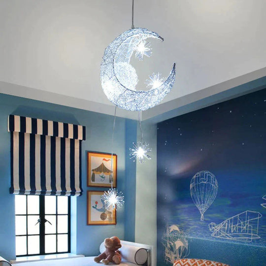 Ceiling Lamps Modern Pendant Led Moon Star Chandelier Children Bedroom Hanging Lamp Christmas