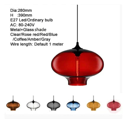 Nordic Modern Colorful Glass Bowl Pendant Lights E27 Loft Hanging Lamps For Kitchen Living Room