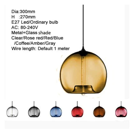 Nordic Modern Colorful Glass Bowl Pendant Lights E27 Loft Hanging Lamps For Kitchen Living Room