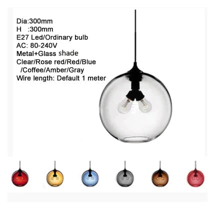 Nordic Modern Colorful Glass Bowl Pendant Lights E27 Loft Hanging Lamps For Kitchen Living Room