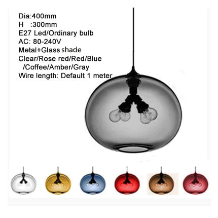 Nordic Modern Colorful Glass Bowl Pendant Lights E27 Loft Hanging Lamps For Kitchen Living Room