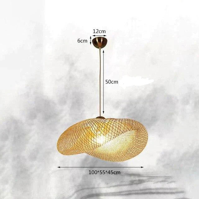 Bamboo Led E27 Wicker Rattan Wave Shade Pendant Light Vintage Japanese Lamp Suspension Home Indoor