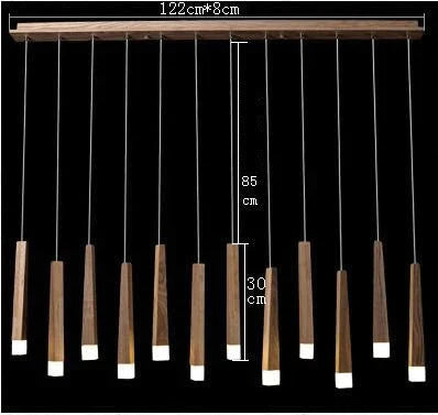Wood Stick Pendant Lamp Light Modern Bedside Natural Pipe Lights 12 Heads 122Cm / Led Warm White