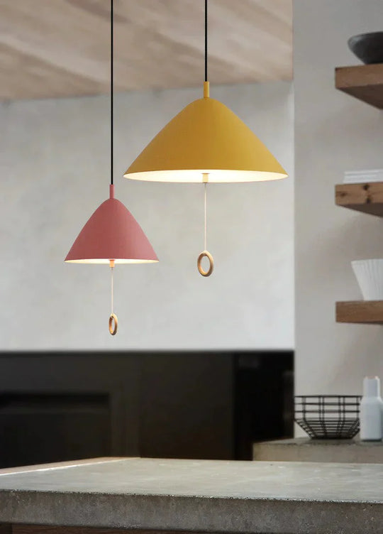 Colorful Bedside Pendant Light Pull Control Kitchen Lighting Fixture Hanging Lamp Modern Nordic