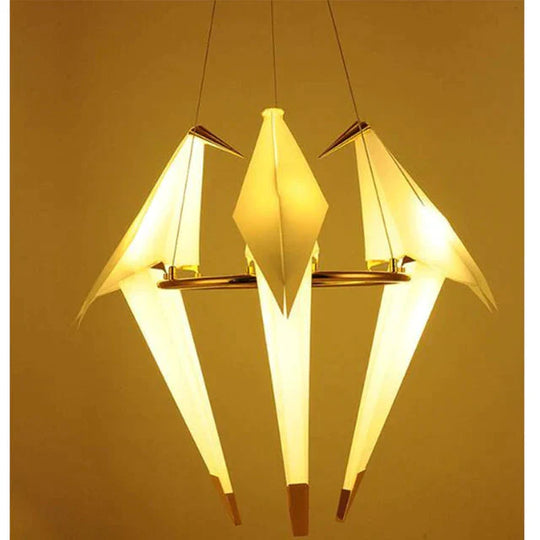 Modern Paper Crane Metal Vintage Chandelier Hanging Light Restaurant Living Dining Children’s