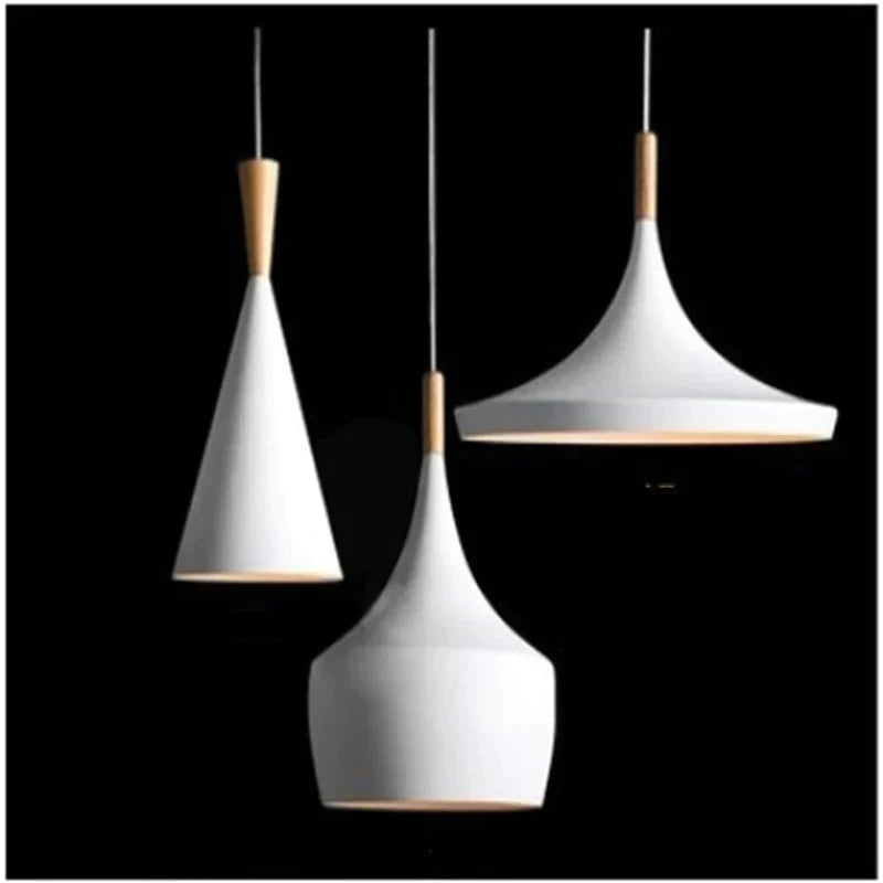 Nordic Creative Bar Loft Pendant Lights Cafe Restaurant Bedroom Multicolor Aluminum Lamp Shade Wood