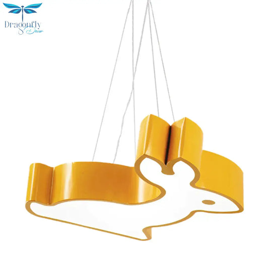 Rabbit Sleeping Room Ceiling Lamp Acrylic Kids Style Led Pendant Chandelier In Red/Blue/Yellow