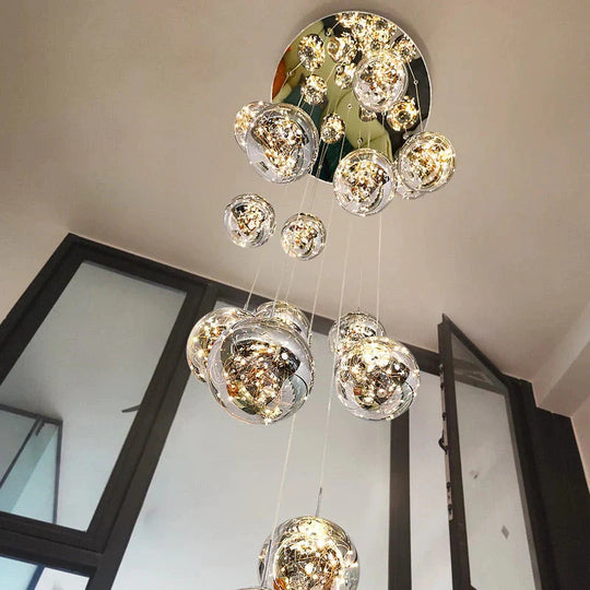 Raloo - Modern Led Glass Ball Chandelier Pendant Lighting