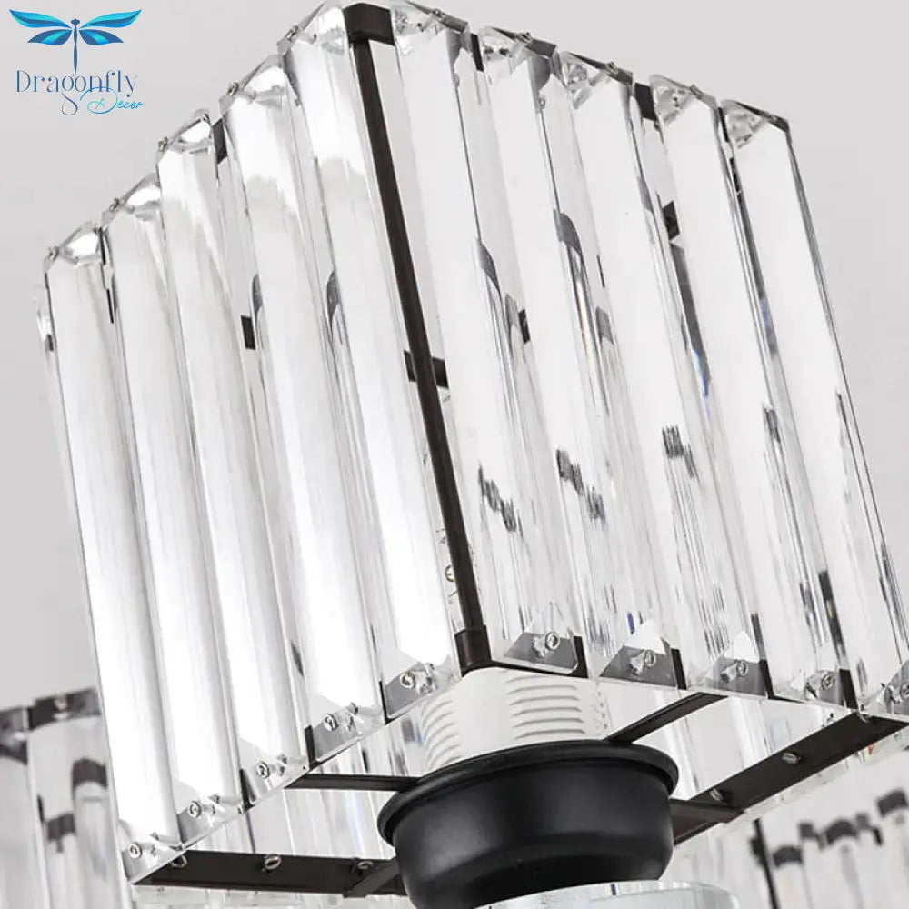 Rectangle - Cut Crystal Sputnik Chandelier Modernism 3/6/8 Lights Black Ceiling Light Fixture