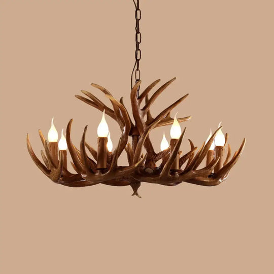 Resin Brown Ceiling Chandelier Branch 4/6/8 Lights Rustic Hanging Pendant Lamp For Restaurant 9 /
