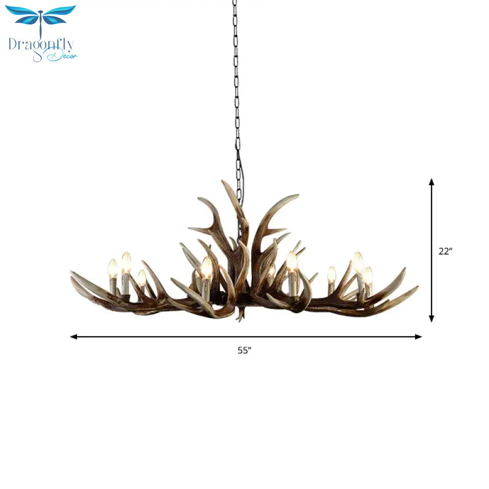 Resin Candelabra Chandelier Lamp Farmhouse 6/10/15 - Head Bedroom Pendant Ceiling Light In Brown