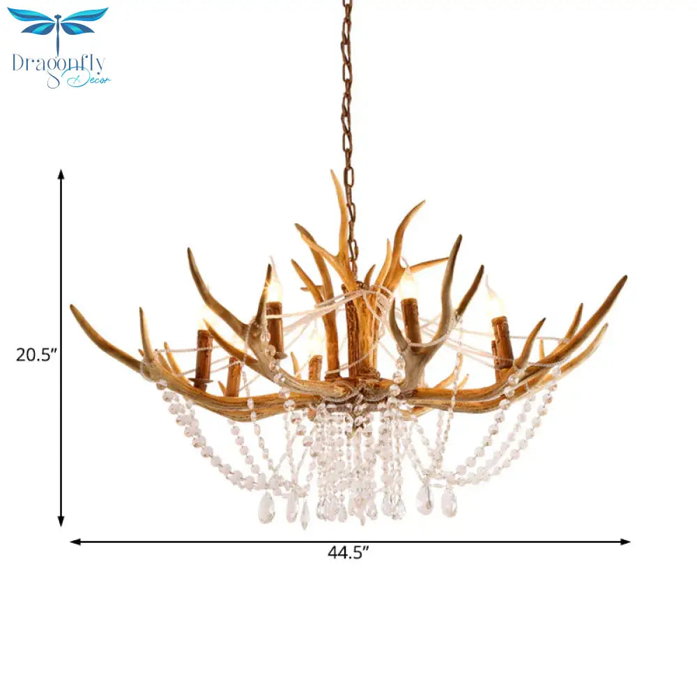 Resin Candle Chandelier Lamp Rustic 8 - Head Kitchen Island Pendant Ceiling Light With Cascading