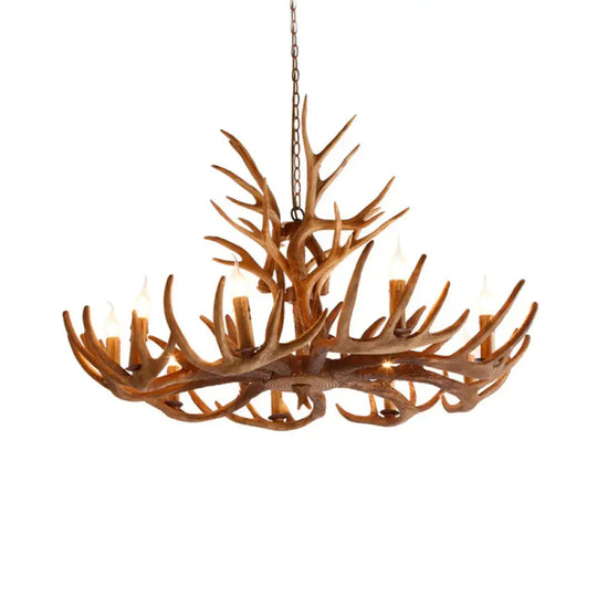 Resin Faux Antler Ceiling Chandelier Countryside 4/6/8 Heads Kitchen Hanging Lamp In Brown 8 /