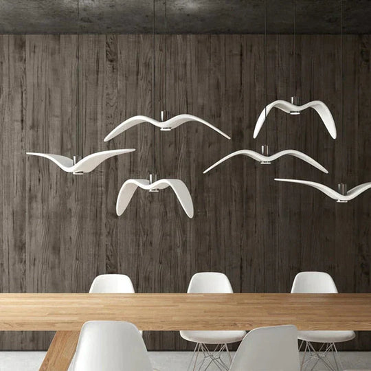 Resin Night Birds Silhouette Sky Freedom Seagull Pendant Light