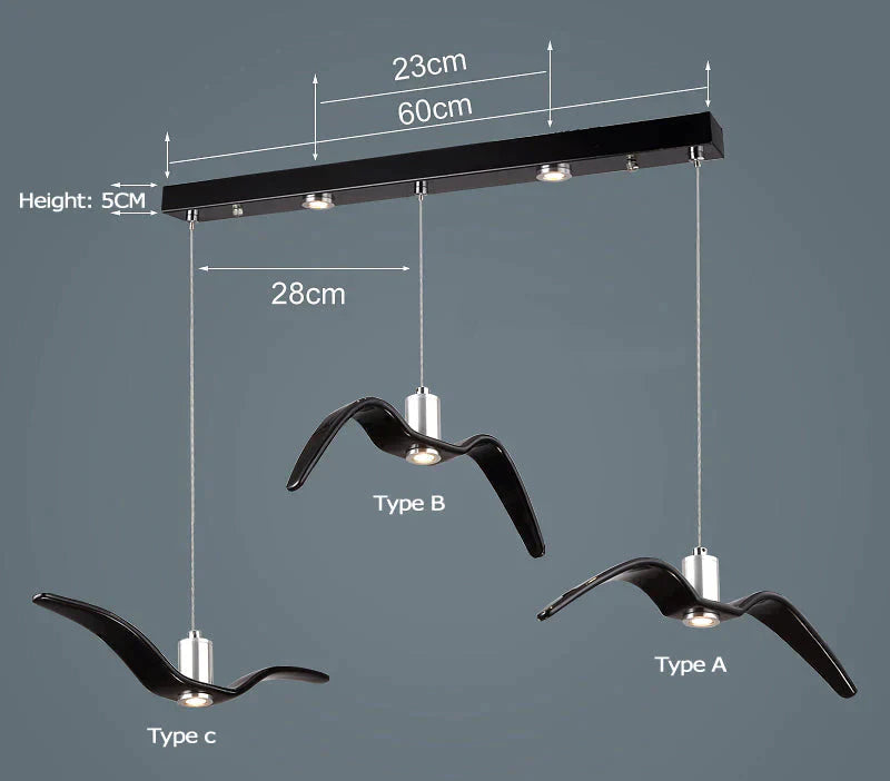 Resin Night Birds Silhouette Sky Freedom Seagull Pendant Light Abc Black Rectangle