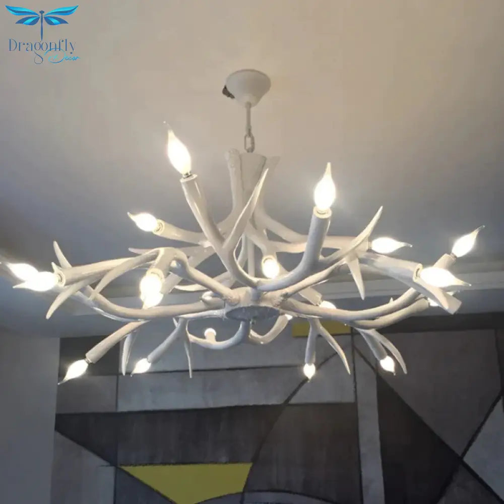 Resin Sputnik Chandelier Lamp Contemporary 22 - Head Dining Room Pendant Ceiling Light In White