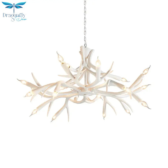 Resin Sputnik Chandelier Lamp Contemporary 22 - Head Dining Room Pendant Ceiling Light In White