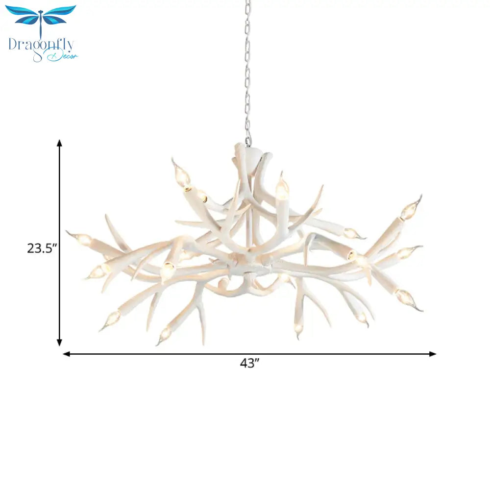 Resin Sputnik Chandelier Lamp Contemporary 22 - Head Dining Room Pendant Ceiling Light In White