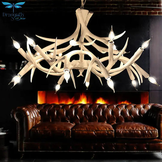 Resin Sputnik Chandelier Lamp Contemporary 22 - Head Dining Room Pendant Ceiling Light In White
