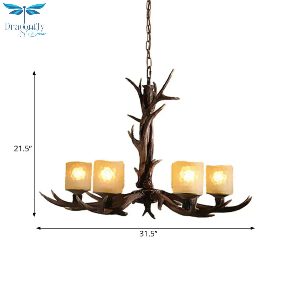 Resin Sputnik Chandelier Lighting Rustic 3/6/8 Bulbs Restaurant Hanging Lamp Fixture In Brown