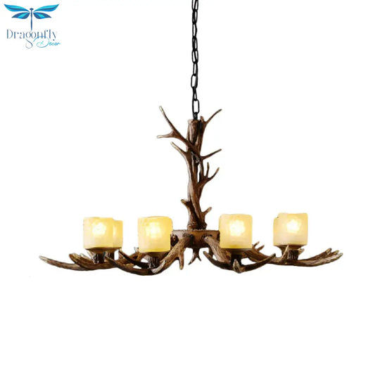 Resin Sputnik Chandelier Lighting Rustic 3/6/8 Bulbs Restaurant Hanging Lamp Fixture In Brown