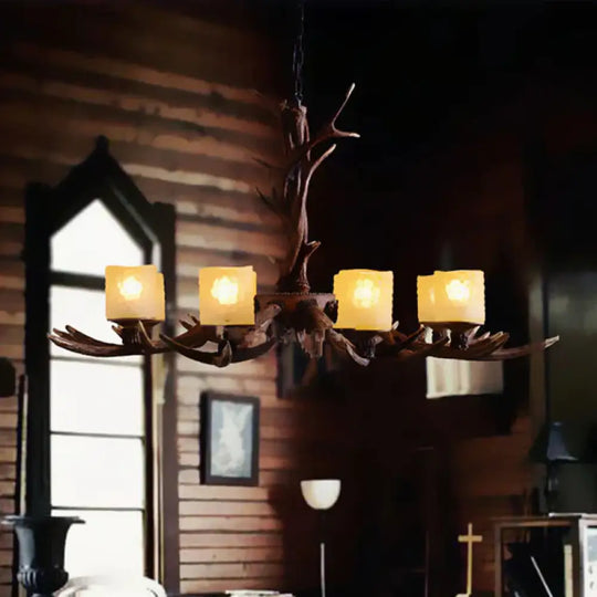Resin Sputnik Chandelier Lighting Rustic 3/6/8 Bulbs Restaurant Hanging Lamp Fixture In Brown 8 /