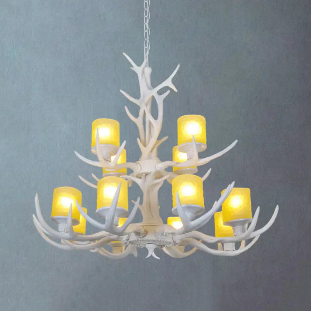 Resin Starburst Chandelier Lamp Cottage 4/6/8 Bulbs Bedroom Hanging Light Kit In White