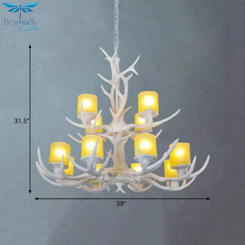 Resin Starburst Chandelier Lamp Cottage 4/6/8 Bulbs Bedroom Hanging Light Kit In White