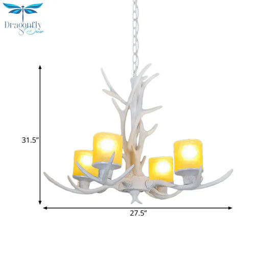 Resin Starburst Chandelier Lamp Cottage 4/6/8 Bulbs Bedroom Hanging Light Kit In White