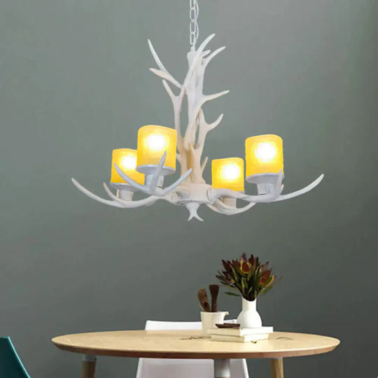 Resin Starburst Chandelier Lamp Cottage 4/6/8 Bulbs Bedroom Hanging Light Kit In White