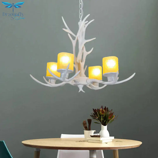 Resin Starburst Chandelier Lamp Cottage 4/6/8 Bulbs Bedroom Hanging Light Kit In White
