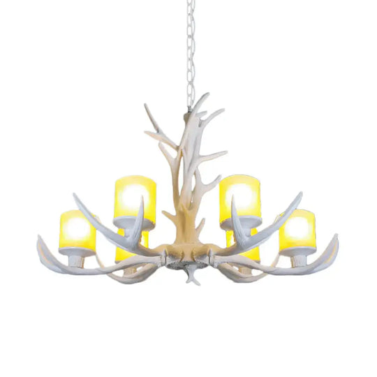 Resin Starburst Chandelier Lamp Cottage 4/6/8 Bulbs Bedroom Hanging Light Kit In White