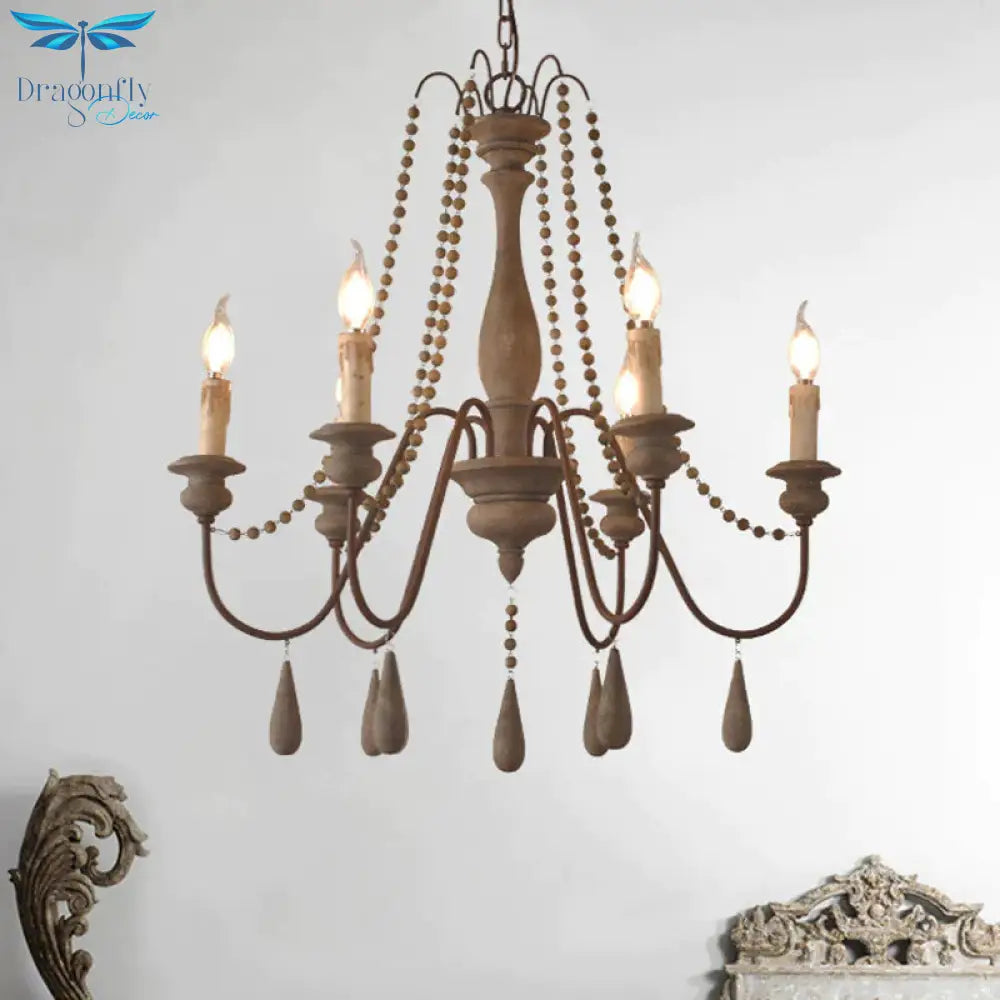 Retro 6/8/12 Heads Chandelier Lamp Grey Branch Ceiling Pendant Light With Metal Arm For Living Room
