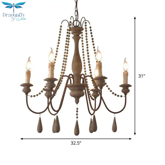 Retro 6/8/12 Heads Chandelier Lamp Grey Branch Ceiling Pendant Light With Metal Arm For Living Room