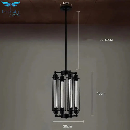 Retro Vintage 4 Heads Steam Pipe Ceiling Pendant Lamp E27 Lights Loft Restaurant Master Bedroom